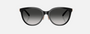 Tiffany TF4243D 80013C round sunglasses for women in full rim acetate, with black frame, and grey gradient lenses. 55mm in lens size, 19mm in bridge size, and 145mm in temple length.