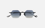 Eyepetizer Carnaby C.6-51 hexagonal sunglasses for unisex in rimless steel, with black frame, and grey gradient lenses. 50mm in lens size, 18mm in bridge size, and 145mm in temple length.