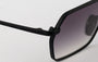 Eyepetizer Cavallet C.6-27 hexagonal sunglasses for unisex in full rim steel, with black frame, and grey gradient lenses. 55mm in lens size, 17mm in bridge size, and 145mm in temple length.