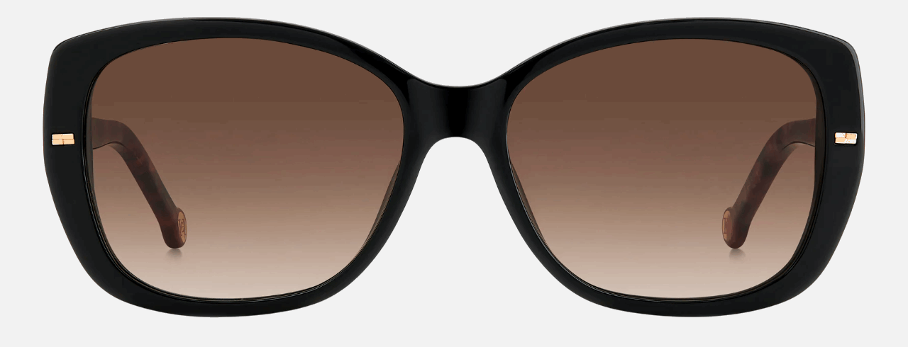 Carolina Herrera HER 0176/G/S OIT/HA  women's full rim cat eye sunglasses in black red frame and brown gradient lenses, with 56mm lens size, 16mm bridge size, and 140mm temple size. Available in Dubai, UAE.