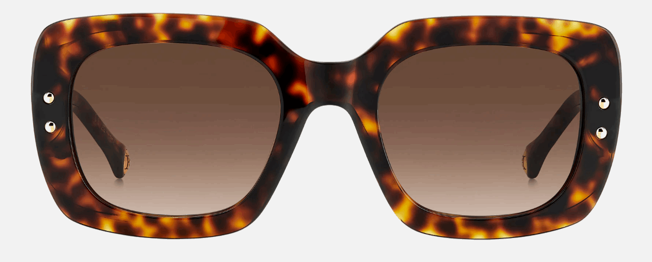 Carolina Herrera HER 0186/S C9K/HA  women's full rim rectangle sunglasses in havana white frame and brown gradient lenses, with 52mm lens size, 22mm bridge size, and 145mm temple size. Available in Dubai, UAE.