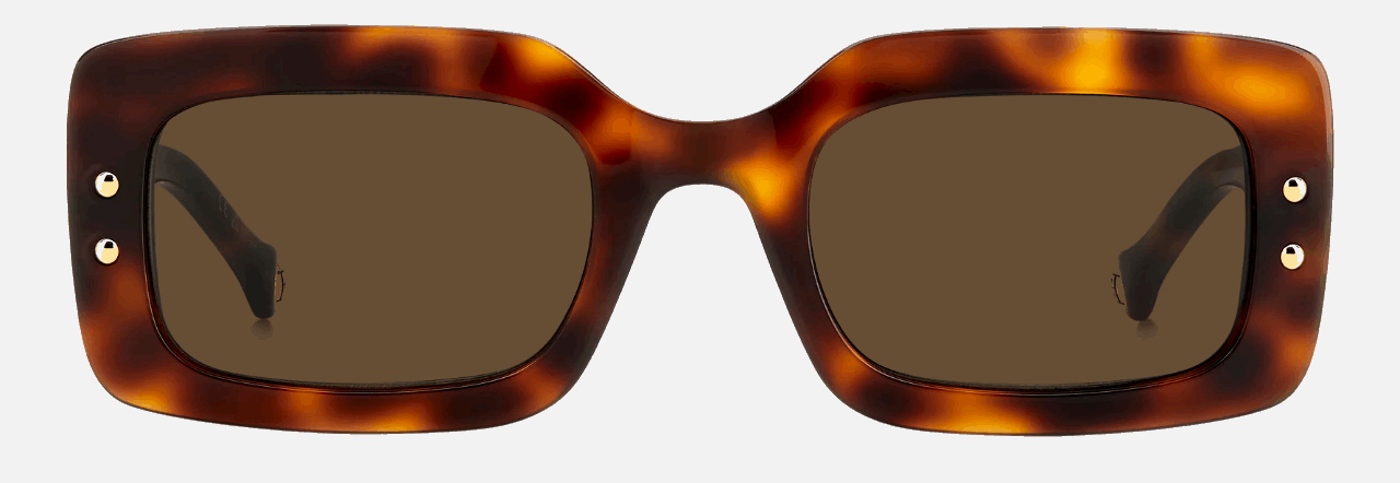 Carolina Herrera HER 0187/S O63/70  women's full rim rectangle sunglasses in havana red frame and brown lenses, with 50mm lens size, 22mm bridge size, and 145mm temple size. Available in Dubai, UAE.