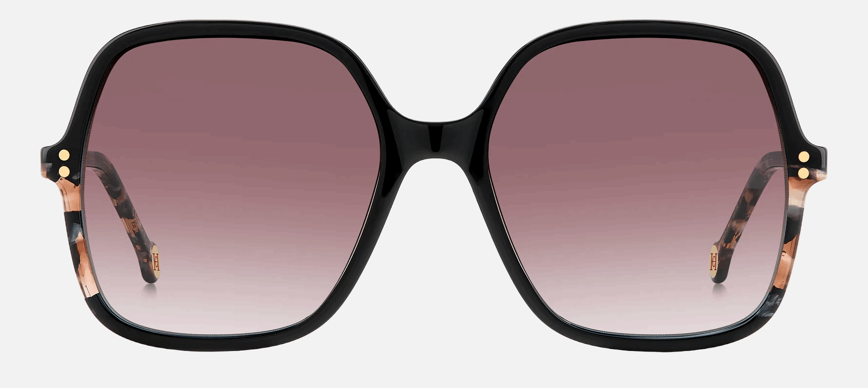 Carolina Herrera HER 0244/S WR7/3X  women's full rim square sunglasses in black havana frame and pink doubleshade lenses, with 56mm lens size, 18mm bridge size, and 140mm temple size. Available in Dubai, UAE.