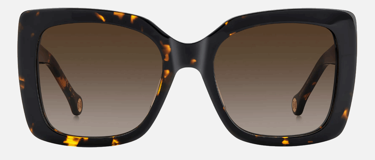 Carolina Herrera HER 0258/G/S 086/HA  women's full rim square sunglasses in havana frame and brown gradient lenses, with 54mm lens size, 20mm bridge size, and 140mm temple size. Available in Dubai, UAE.