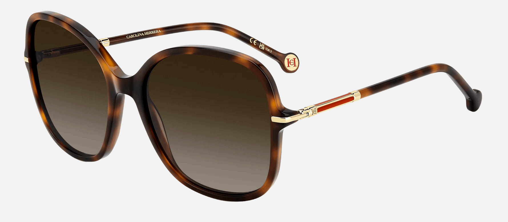 Carolina Herrera HER 0269/S 086/HA  women's full rim square sunglasses in havana frame and brown gradient lenses, with 58mm lens size, 18mm bridge size, and 135mm temple size. Available in Dubai, UAE.