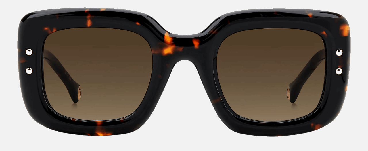 Carolina Herrera HER 0313/S 086/HA  women's full rim square sunglasses in havana frame and brown gradient lenses, with 49mm lens size, 26mm bridge size, and 145mm temple size. Available in Dubai, UAE.