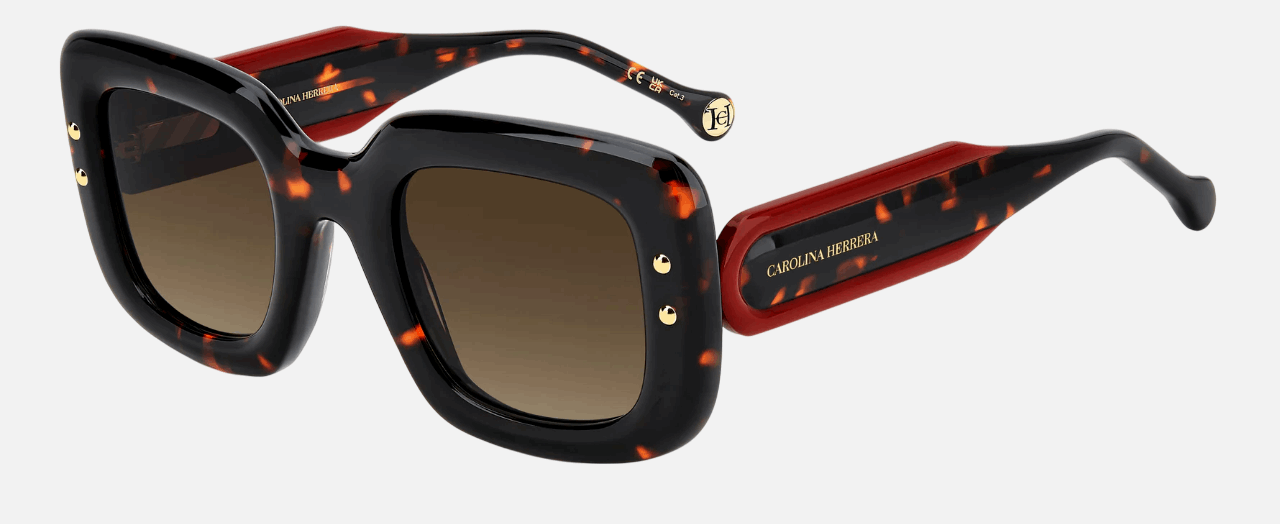 Carolina Herrera HER 0313/S 086/HA  women's full rim square sunglasses in havana frame and brown gradient lenses, with 49mm lens size, 26mm bridge size, and 145mm temple size. Available in Dubai, UAE.