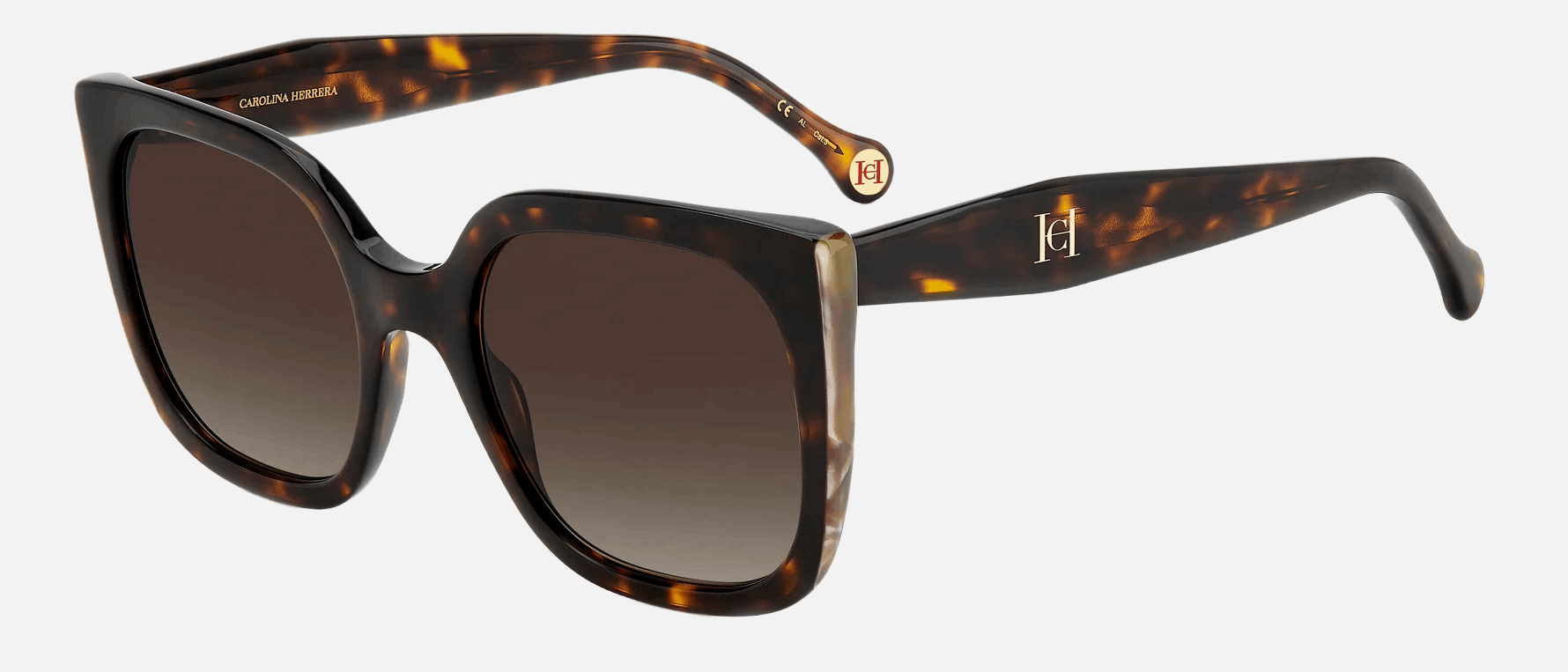 Carolina Herrera HER 0128/S C9K/HA  women's full rim cat eye sunglasses in havana white frame and brown gradient lenses, with 54mm lens size, 21mm bridge size, and 145mm temple size. Available in Dubai, UAE.