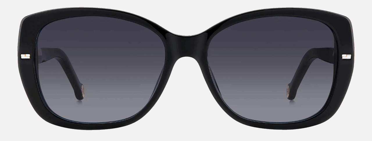 Carolina Herrera HER 0176/G/S KDX/9O  women's full rim butterfly sunglasses in black nude frame and dark grey gradient lenses, with 56mm lens size, 16mm bridge size, and 140mm temple size. Available in Dubai, UAE.