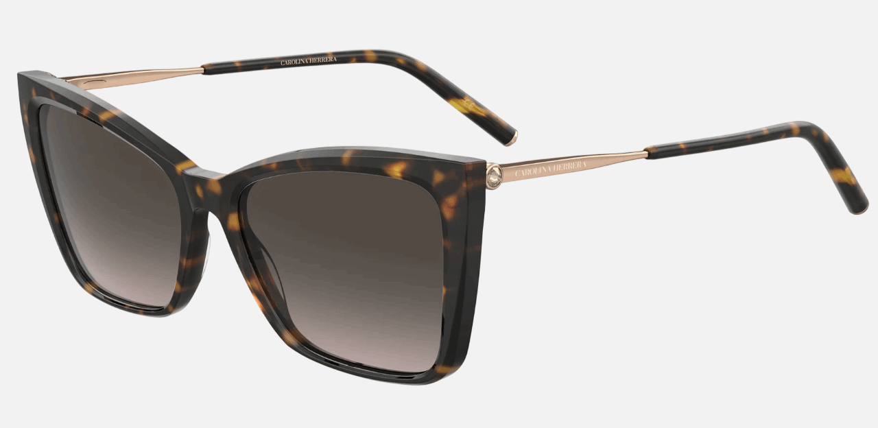 Carolina Herrera HER 0180/S 2IK/HA  women's full rim cat eye sunglasses in havana gold frame and brown gradient lenses, with 57mm lens size, 17mm bridge size, and 145mm temple size. Available in Dubai, UAE.