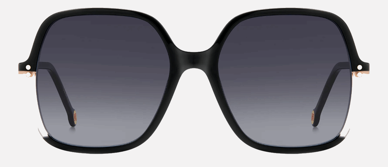 Carolina Herrera HER 0244/S 3H2/9O  women's full rim square sunglasses in black pink frame and grey gradient lenses, with 56mm lens size, 18mm bridge size, and 140mm temple size. Available in Dubai, UAE.