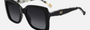 Carolina Herrera HER 0258/G/S 807/9O  women's full rim square sunglasses in black frame and dark grey gradient lenses, with 54mm lens size, 20mm bridge size, and 140mm temple size. Available in Dubai, UAE.