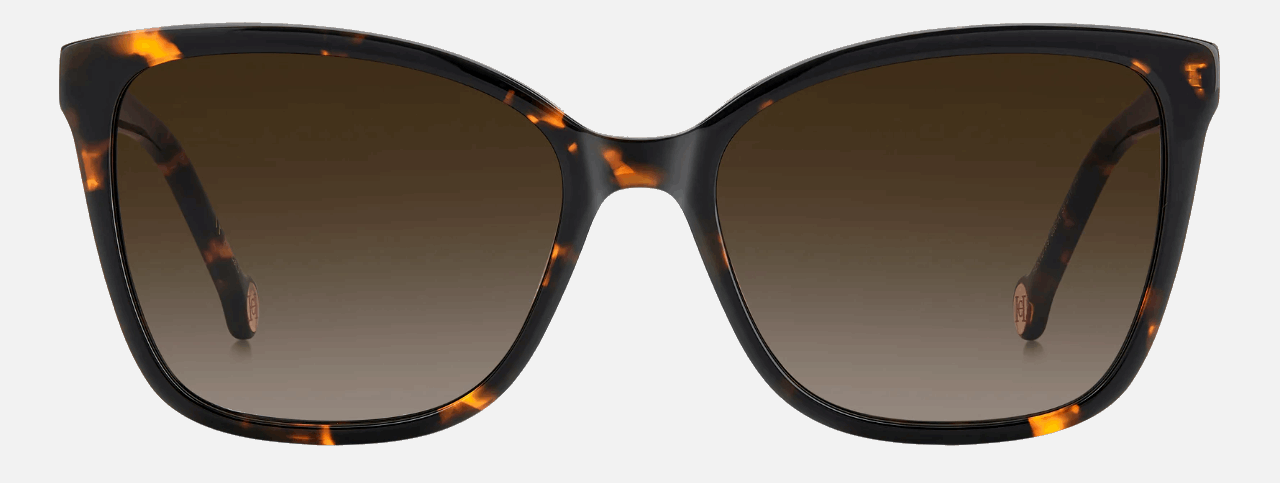 Carolina Herrera HER 0273/S 086/HA  women's full rim square sunglasses in havana frame and brown gradient lenses, with 56mm lens size, 17mm bridge size, and 145mm temple size. Available in Dubai, UAE.