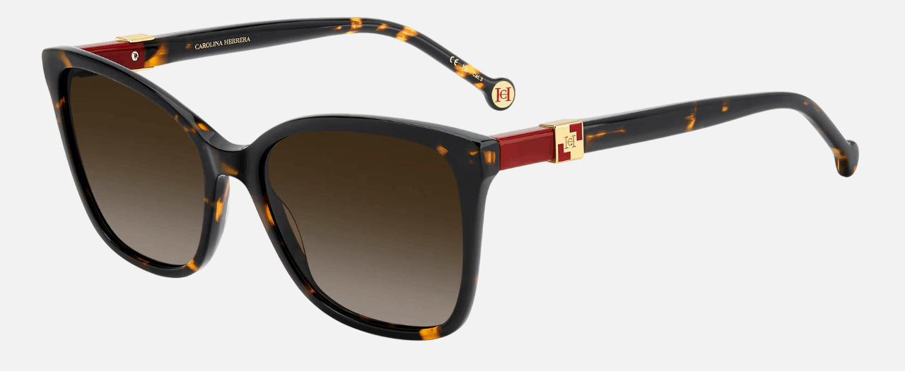 Carolina Herrera HER 0273/S 086/HA  women's full rim square sunglasses in havana frame and brown gradient lenses, with 56mm lens size, 17mm bridge size, and 145mm temple size. Available in Dubai, UAE.