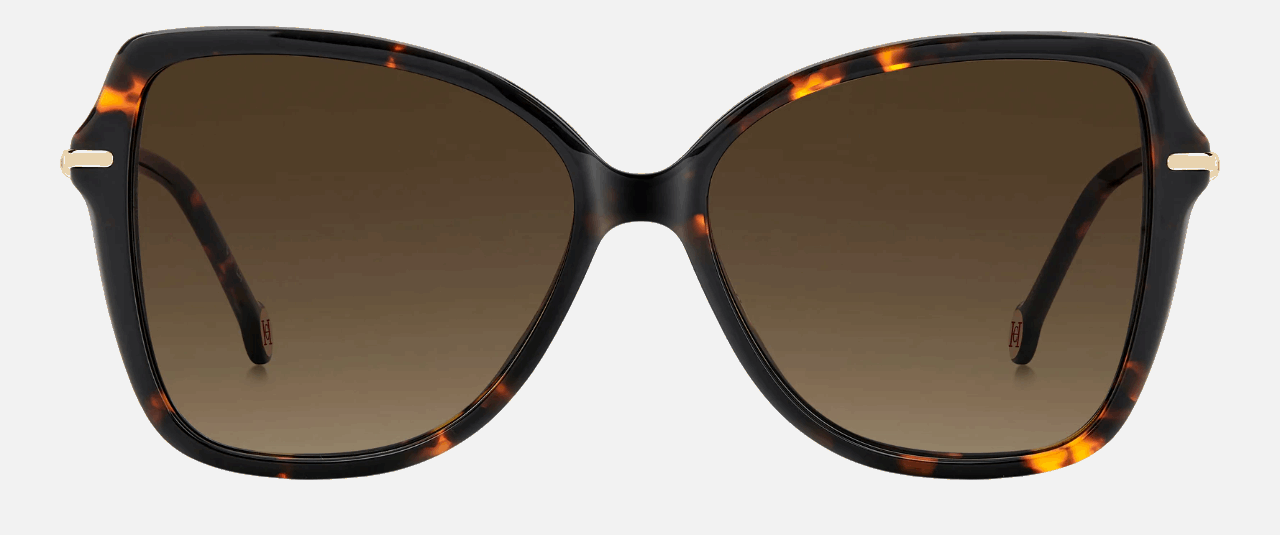 Carolina Herrera HER 0302/S 086/HA  women's full rim butterfly sunglasses in havana frame and brown gradient lenses, with 56mm lens size, 15mm bridge size, and 140mm temple size. Available in Dubai, UAE.