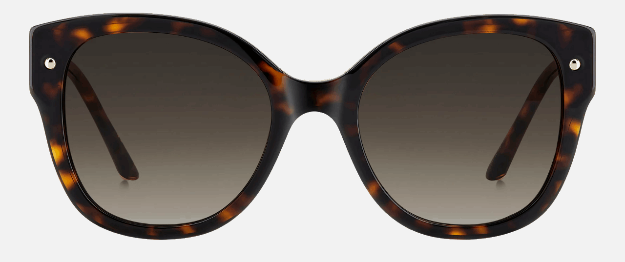 Carolina Herrera HER 0318/S 086/HA  women's full rim square sunglasses in dark havana frame and brown gradient lenses, with 55mm lens size, 21mm bridge size, and 140mm temple size. Available in Dubai, UAE.