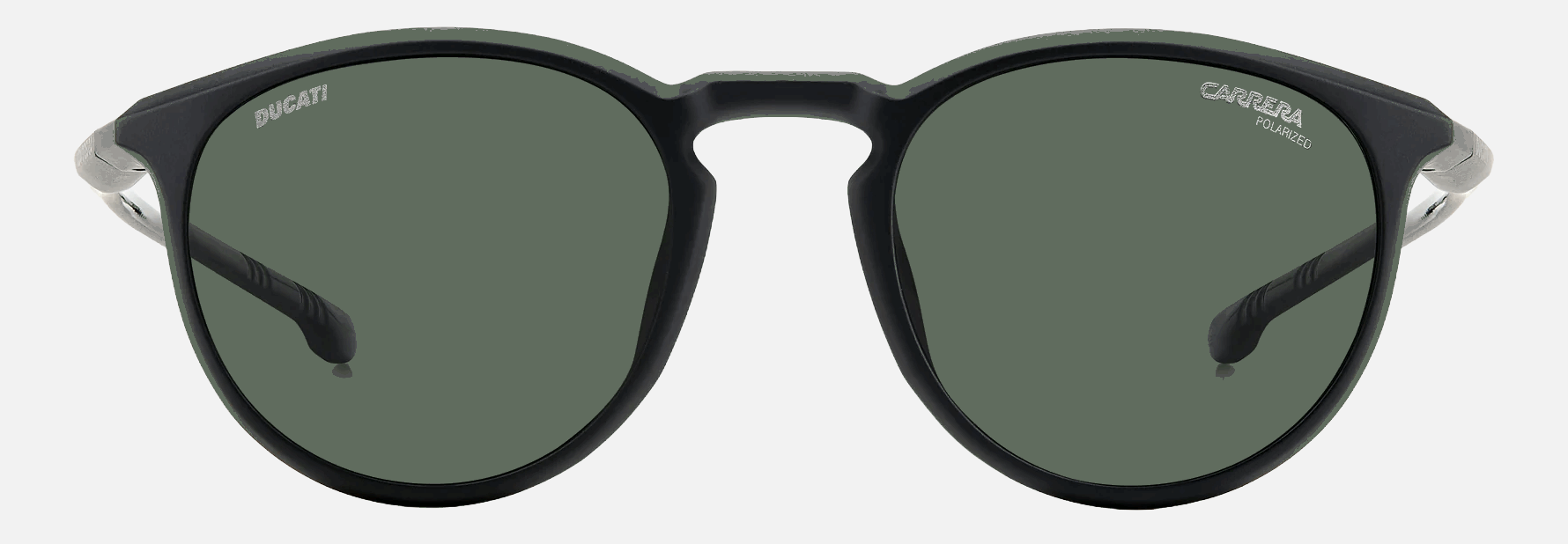 Carrera CARDUC 035/S 3OL  men's full rim phantos sunglasses in black frame and green polarized lenses, with 50mm lens size, 21mm bridge size, and 145mm temple size. Available in Dubai, UAE.