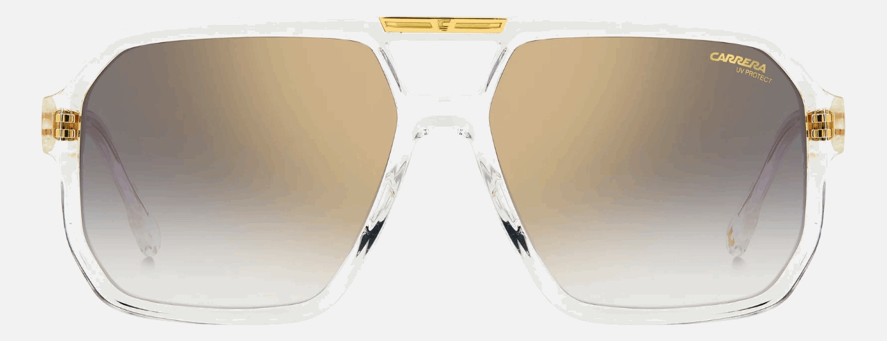 Carrera VICTORY C 01/S 900  men's full rim navigator sunglasses in transparent frame and grey gradient gold mirror lenses, with 60mm lens size, 15mm bridge size, and 145mm temple size. Available in Dubai, UAE.