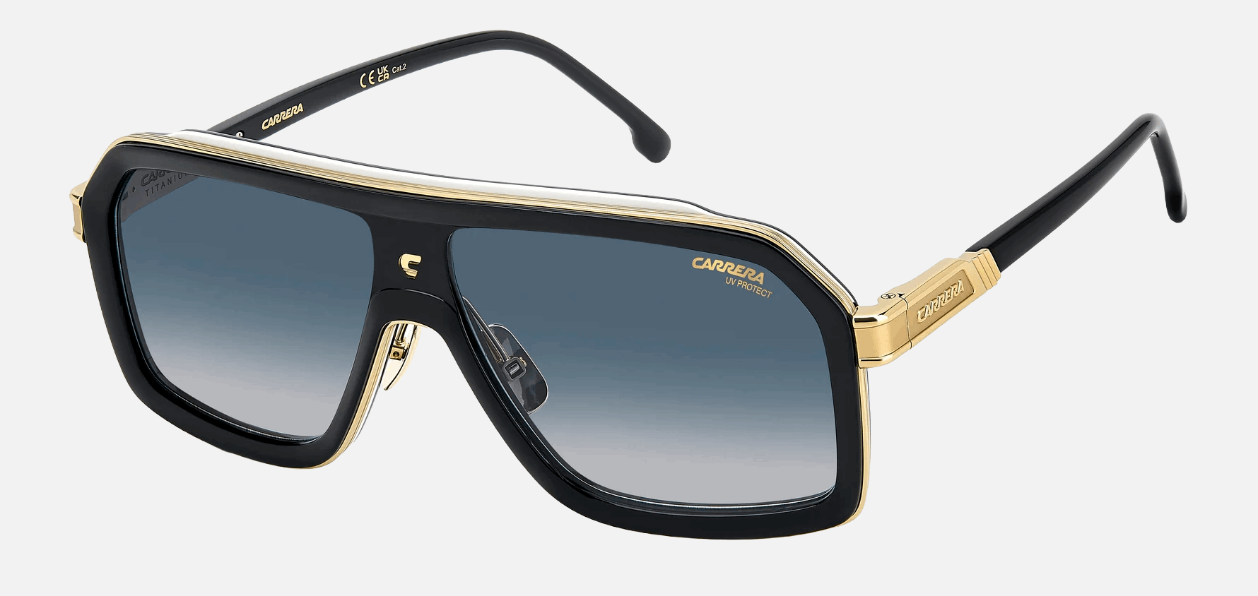 Carrera CA 1053/S/TI 80S - Black White/Dark Blue Gradient Men's Sunglasses, Rectangle
