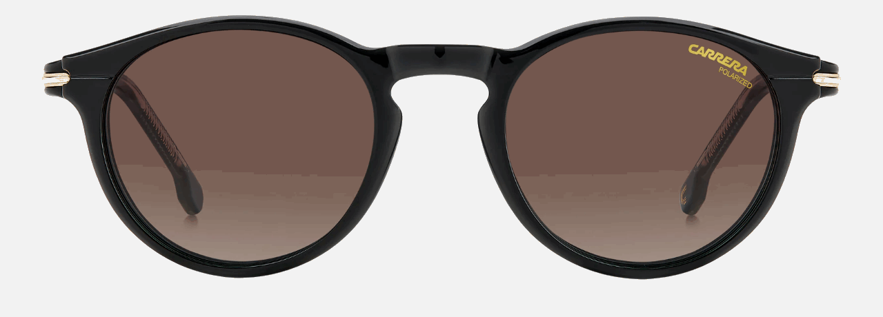 Carrera CA 297/CS Clip-On 807 unisex's full rim phantos sunglasses in black frame and clear with brown gradient polarized clip-on lenses, with 48 mm lens size, 21 mm bridge size, and 145 mm temple size. Available in Dubai, UAE.