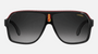 Carrera CARRERA 1001/S 80S  men's full rim square sunglasses in black white frame and dark grey gradient lenses, with 62mm lens size, 11mm bridge size, and 140mm temple size. Available in Dubai, UAE.