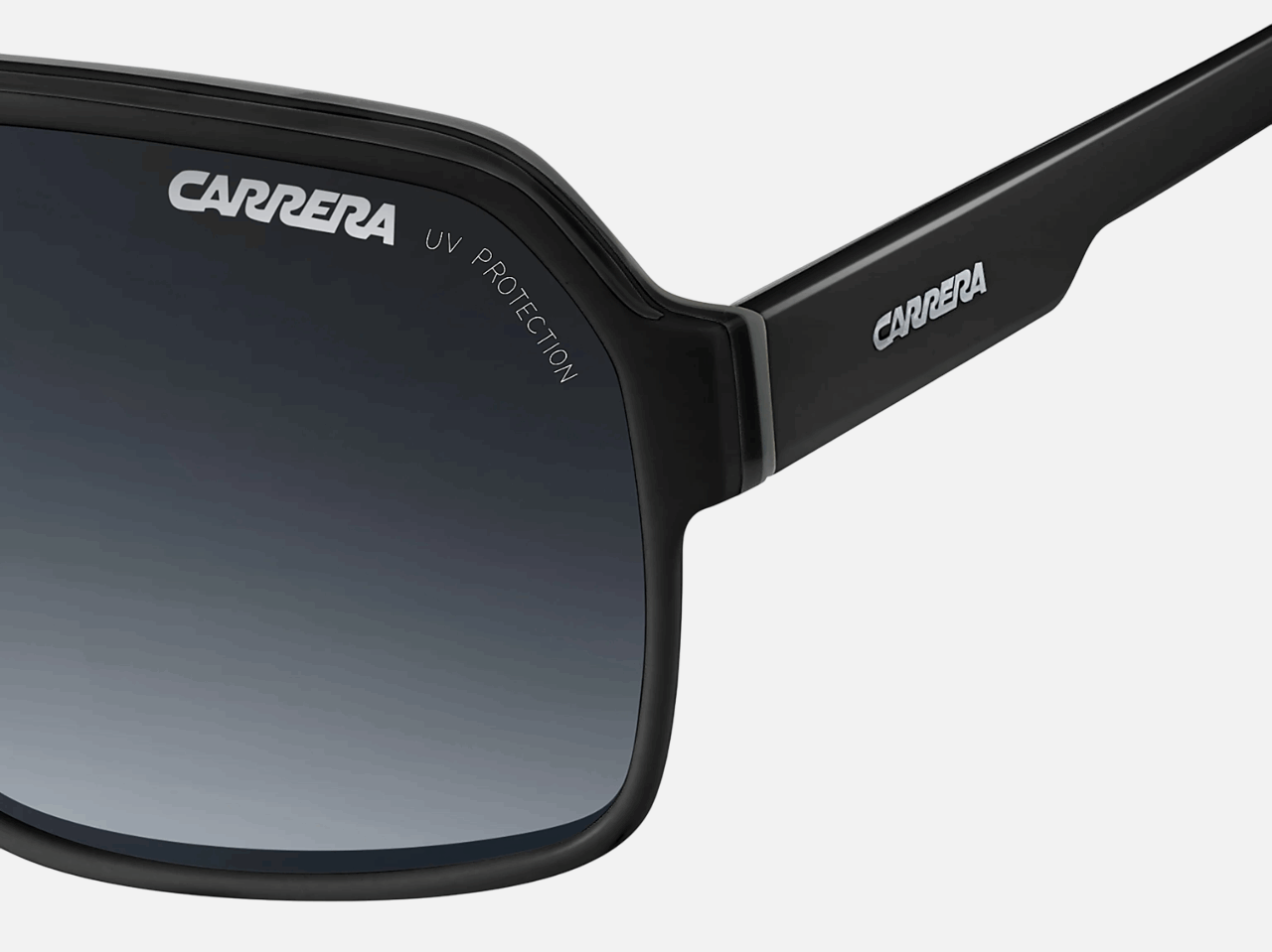Carrera CARRERA 33 807/PT  men's full rim square sunglasses in black frame and grey gradient lenses, with 62mm lens size, 11mm bridge size, and 140mm temple size. Available in Dubai, UAE.