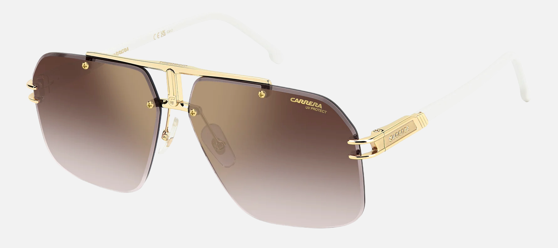 Carrera 1054/S VVP men's full rim square sunglasses in gold ivory frame and gold mirror on burgundy shaded lenses, with 63 mm lens size, 12 mm bridge size, and 145 mm temple size. Available in Dubai, UAE.
