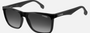 Carrera 5041/S 807 black sunglasses with gradient lenses on a white background facing 30 degree left angle