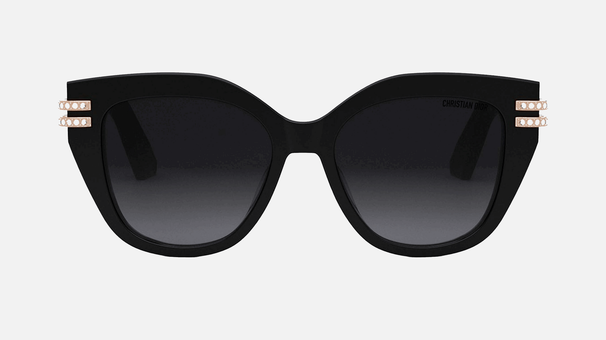 Christian Dior CDIOR B4I 10A1  women's full rim cat-eye sunglasses in black frame and gradient grey lenses, with 53mm lens size, 17mm bridge size, and 135mm temple size. Available in Dubai, UAE.