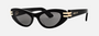 Christian Dior CDIOR B1U 10A0 cat-eye sunglasses for women in full rim acetate, with black frame, and grey lenses. 50mm in lens size, 16mm in bridge size, and 135mm in temple length.