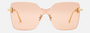 Christian Dior CD CHAIN M1U B0L0 shield sunglasses for women in rimless metal, with shiny gold frame, and light pink lenses. 140mm in lens size, 0mm in bridge size, and 120mm in temple length.