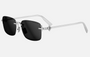 Christian Dior CD Diamond S11U F0A0 unisex's rimless rectangular sunglasses in a silver metal frame with grey lenses. Features a 54 mm lens size, 16 mm bridge size, and 145 mm temple length. Available in Dubai, UAE.