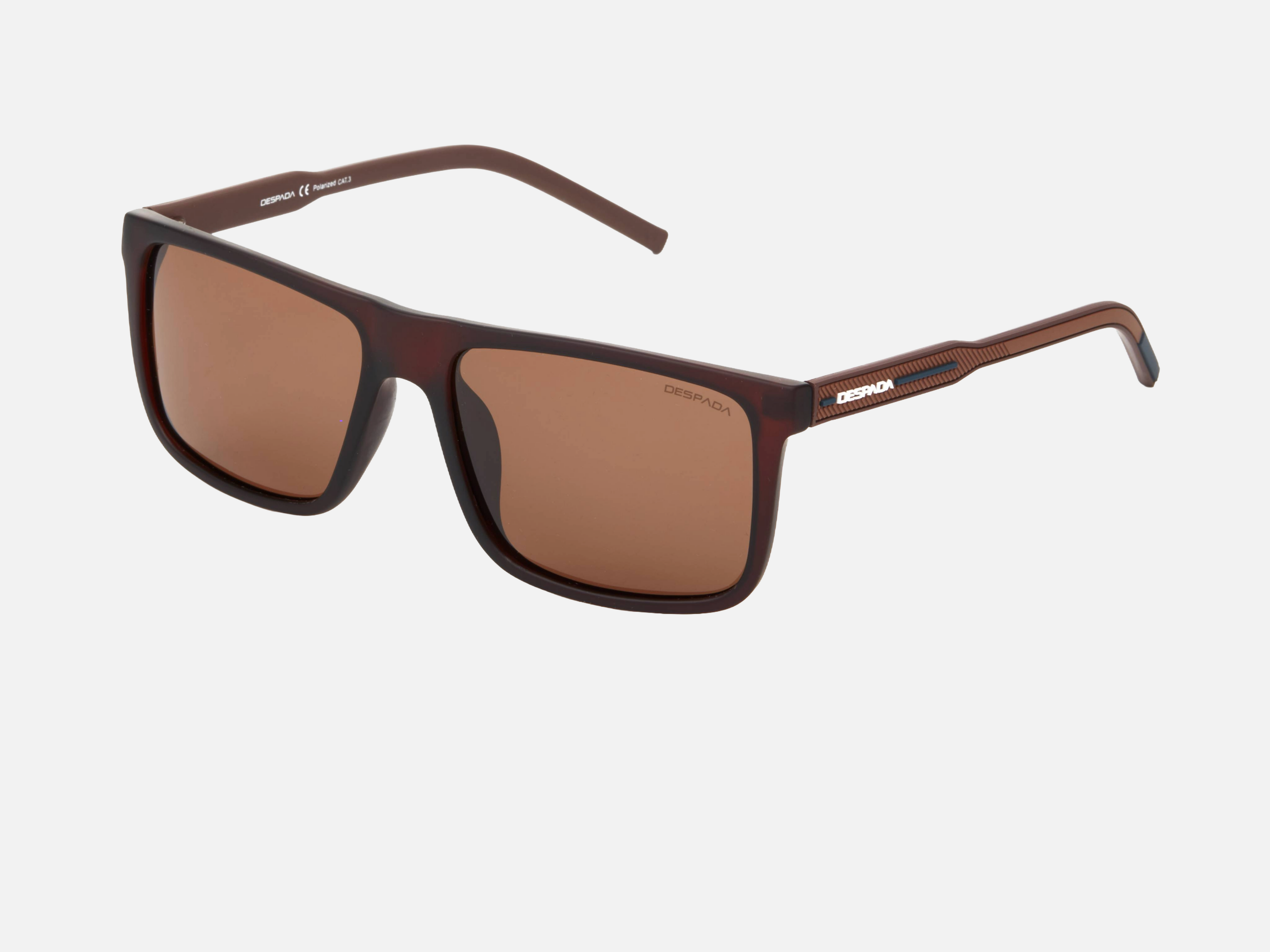 Despada DS 2285 C3 men's full rim square sunglasses in a brown plastic frame with brown lenses. Features a 56 mm lens size, 17 mm bridge size, and 138 mm temple length. Available in Dubai, UAE.