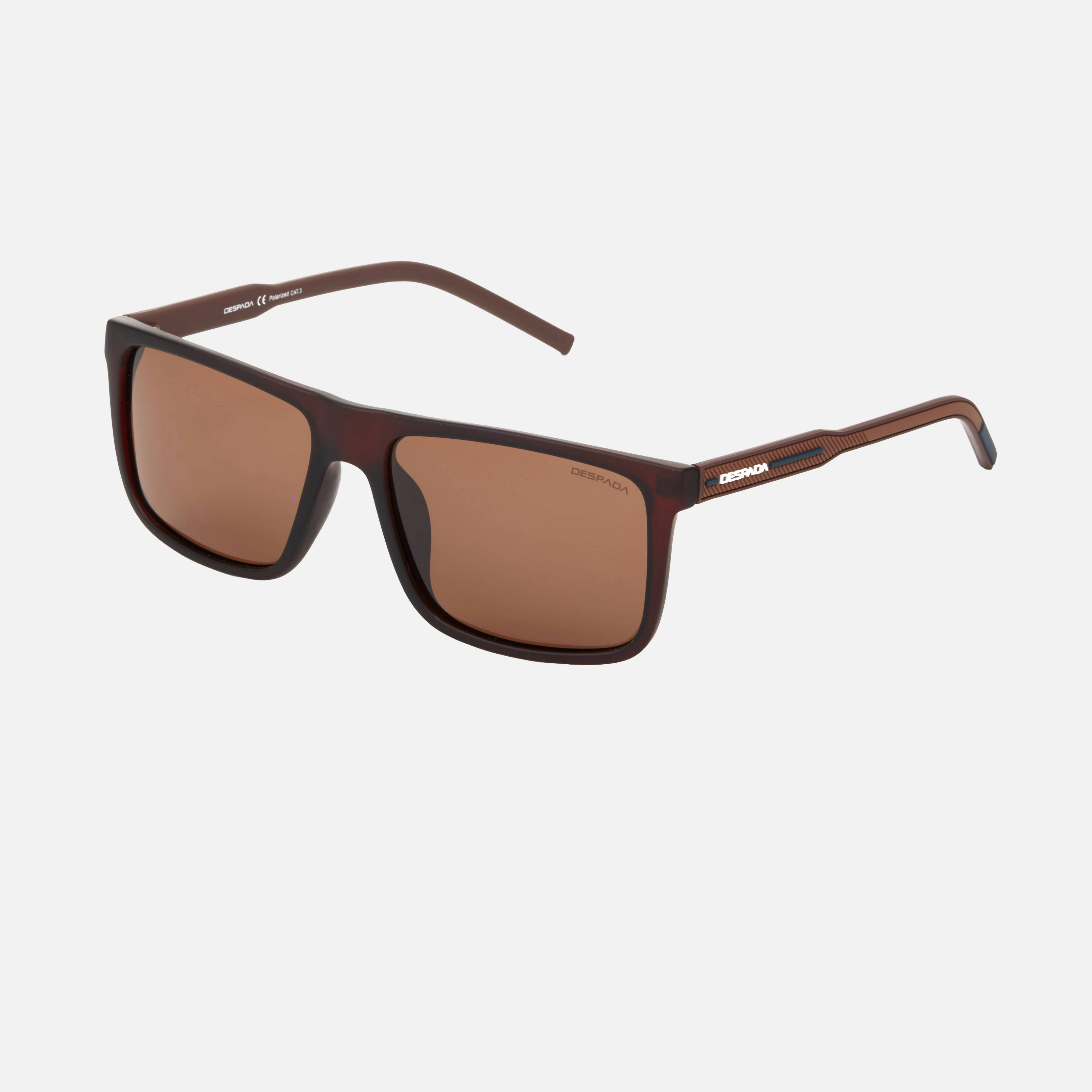 Despada DS 2285 C3 men's full rim square sunglasses in a brown plastic frame with brown lenses. Features a 56 mm lens size, 17 mm bridge size, and 138 mm temple length. Available in Dubai, UAE.