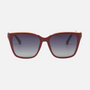 Despada DS 2290 C4 cat-eye sunglasses for women in full rim plastic and metal, with claret red frame, and gradient grey lenses. 55mm in lens size, 17mm in bridge size, and 145mm in temple length.