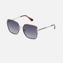 Despada DS 2292 C4 square sunglasses for women in full rim metal, with claret red frame, and gradient grey lenses. 58mm in lens size, 17mm in bridge size, and 145mm in temple length.