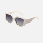 Despada DS 2298 C3 hexagonal sunglasses for women in full rim plastic, with white frame, and gradient grey lenses. 53mm in lens size, 16mm in bridge size, and 145mm in temple length.