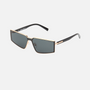 Despada DS 2311 C1 irregular sunglasses for women in full rim metal, with gold black frame, and grey lenses. 141mm in lens size, 1mm in bridge size, and 145mm in temple length.