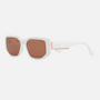 Despada DS 2337 C4 hexagonal sunglasses for women in full rim plastic, with white frame, and brown lenses. 55mm in lens size, 17mm in bridge size, and 145mm in temple length.