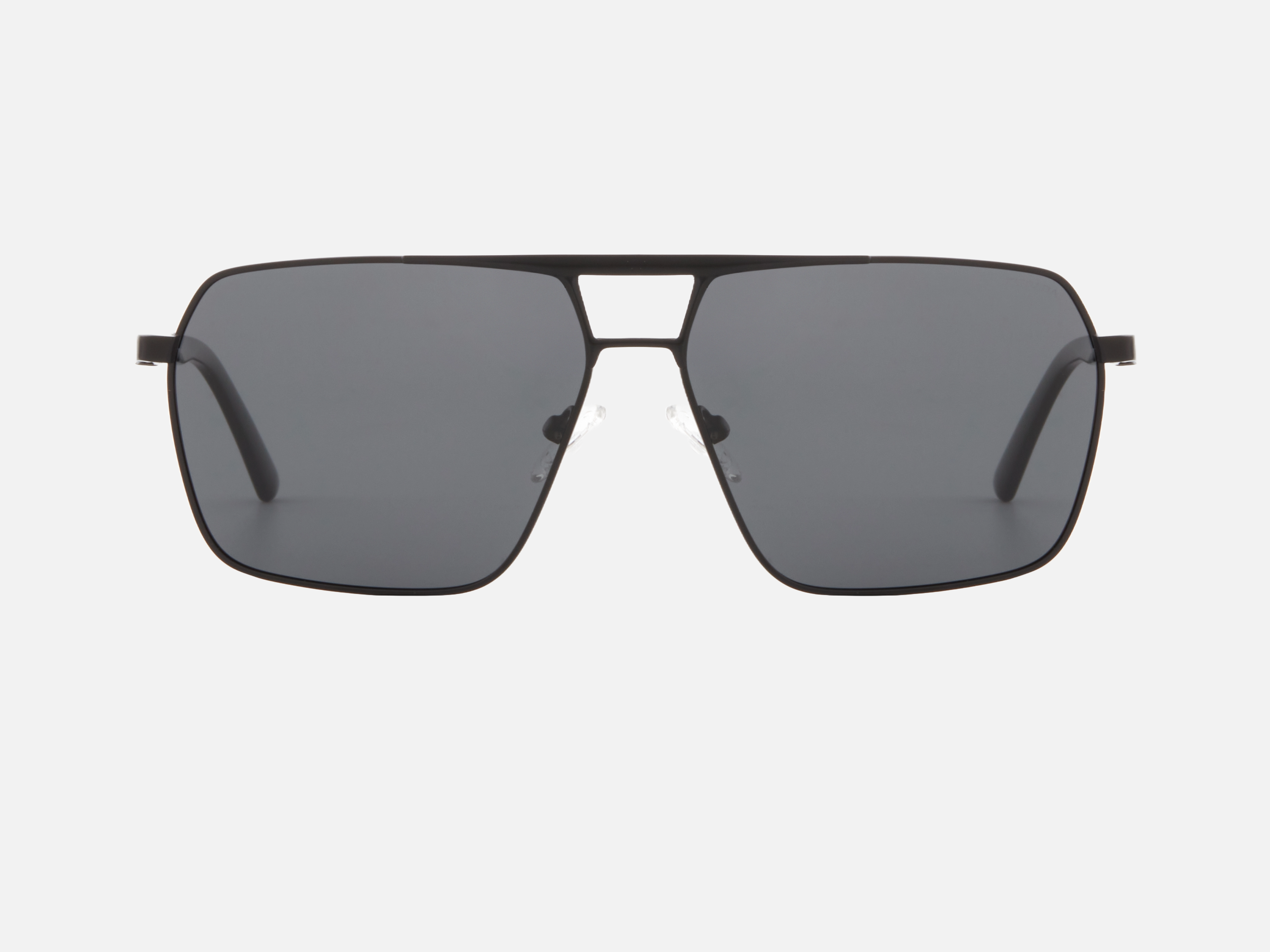 Despada DS 2343 C3 pilot sunglasses for men in full rim metal, with matte black frame, and grey lenses. 61mm in lens size, 13mm in bridge size, and 145mm in temple length.