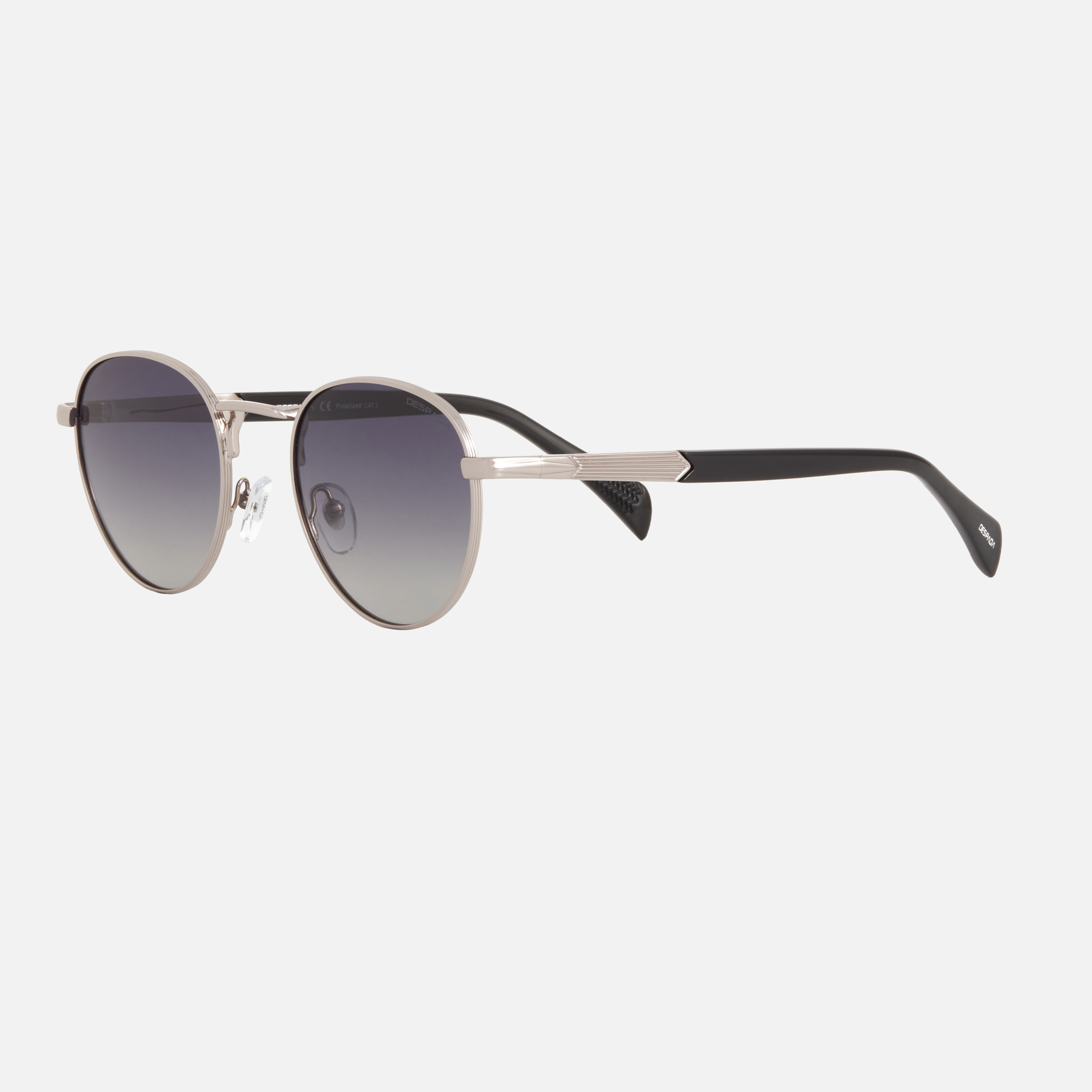 Despada DS 2364 C2  unisex's full rim round sunglasses in silver frame and gradient grey lenses, with 51mm lens size, 22mm bridge size, and 145mm temple size. Available in Dubai, UAE.