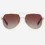 Despada DS 2367 C3 pilot sunglasses for men in full rim metal, with gold frame, and gradient brown lenses. 62mm in lens size, 14mm in bridge size, and 148mm in temple length.