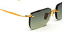 Eyepetizer Etherege C.4-52 square sunglasses for unisex in rimless steel, with gold frame, and green gradient lenses. 52mm in lens size, 18mm in bridge size, and 145mm in temple length.
