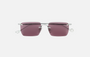 Eyepetizer Etherege C.1-55 rectangular sunglasses for unisex in rimless steel, with silver frame, and lilac lenses. 52mm in lens size, 18mm in bridge size, and 145mm in temple length.