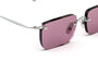 Eyepetizer Etherege C.1-55 rectangular sunglasses for unisex in rimless steel, with silver frame, and lilac lenses. 52mm in lens size, 18mm in bridge size, and 145mm in temple length.