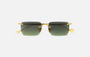 Eyepetizer Etherege C.4-52 square sunglasses for unisex in rimless steel, with gold frame, and green gradient lenses. 52mm in lens size, 18mm in bridge size, and 145mm in temple length.