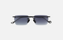 Eyepetizer Etherege C.6-51 square sunglasses for unisex in rimless steel, with black frame, and grey lenses. 52mm in lens size, 18mm in bridge size, and 145mm in temple length.