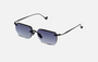 Eyepetizer Etherege C.6-51 square sunglasses for unisex in rimless steel, with black frame, and grey lenses. 52mm in lens size, 18mm in bridge size, and 145mm in temple length.