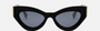 Fendi FE40146I 01V women's full rim cat eye acetate sunglasses in black frame, and blue lenses, with 52 mm lens size, 20 mm bridge size, and 140 mm temple length. Available in Dubai, UAE.
