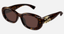 Gucci GG1829SK 002 oval sunglasses for women in full rim plastic, with black frame, and brown lenses. 53mm in lens size, 18mm in bridge size, and 145mm in temple length.